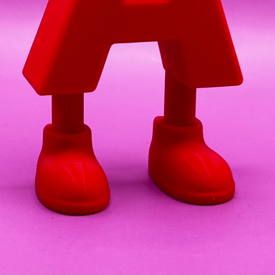 Close view of the integrated feet and stance