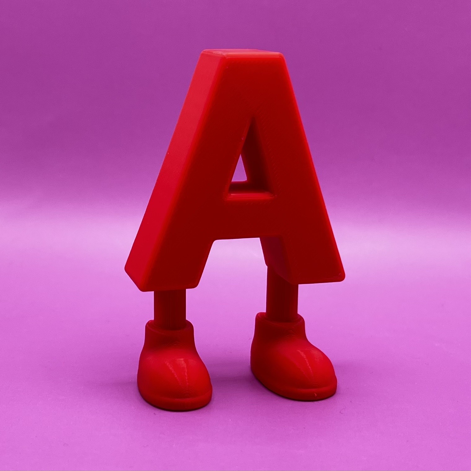 3D printed Letter A with legs